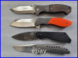 Jeremy Marsh Knives Vanquish, Hand Satin, Blasted Ti, Polished Orange G-10, IKBS