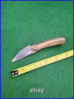 Jim Lewis Custom Folding Knife Vintage Handmade Stag Lock Slip Joint Conn. USA