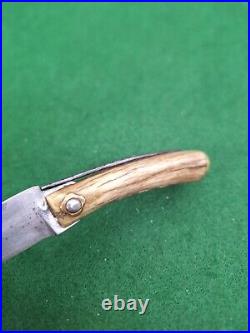 Jim Lewis Custom Folding Knife Vintage Handmade Stag Lock Slip Joint Conn. USA