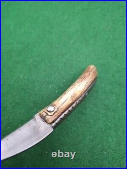 Jim Lewis Custom Folding Knife Vintage Handmade Stag Lock Slip Joint Conn. USA