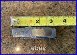Joe Kious Custom Damascus Mother Of Pearl Button Release Lock Back