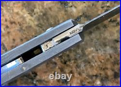 Joe Kious Custom Damascus Mother Of Pearl Button Release Lock Back