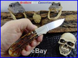 Joe Kious Custom Handmade Gorgeous Stag Lock Back Folder Knife D2 Blade