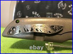 John Barker Custom Hokkaido flipper withPedro Villarrubia engraving folding knife