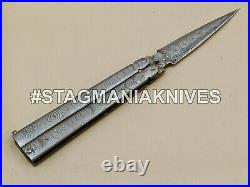 John Henry HAND MADE DAMASCUS STEEL HUNTING DAGGER POCKET KNIFE DOUBLE EDGE