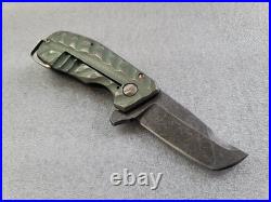 Jon Graham Knives Chubby Stubby Rhino, Fully Milled, Green/Bronze Ti, Tail Clip