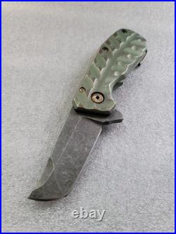Jon Graham Knives Chubby Stubby Rhino, Fully Milled, Green/Bronze Ti, Tail Clip