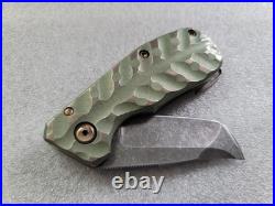 Jon Graham Knives Chubby Stubby Rhino, Fully Milled, Green/Bronze Ti, Tail Clip