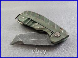 Jon Graham Knives Chubby Stubby Rhino, Fully Milled, Green/Bronze Ti, Tail Clip