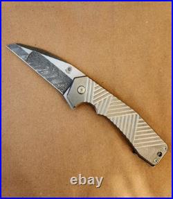 Jon Graham Knives Custom SS3 Razel MidTech Flipper Folder Titanium with Damascus