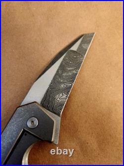 Jon Graham Knives Custom SS3 Razel MidTech Flipper Folder Titanium with Damascus