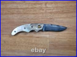 Jot Singh Khalsa Custom Knife Opel, Damascus and Gold Lip Pearl Mokume Bolster