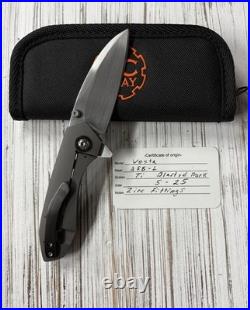KC Gray Custom Knives Vesta AEB-L Dark Blasted Ti Speed Holes Zirc