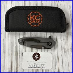 KC Gray Custom Knives Vesta AEB-L Dark Blasted Ti Speed Holes Zirc