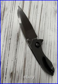 KC Gray Custom Knives Vesta AEB-L Dark Blasted Ti Speed Holes Zirc