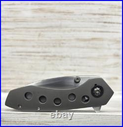KC Gray Custom Knives Vesta AEB-L Dark Blasted Ti Speed Holes Zirc