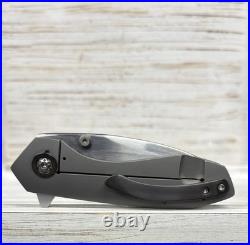 KC Gray Custom Knives Vesta AEB-L Dark Blasted Ti Speed Holes Zirc