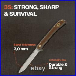 Kam Knife Back Lock Pocket Knife Survival EDC Knife with 3.54 Micarta Handle