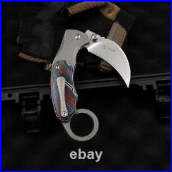 Karambit Claw Folding Knife Pocket Hunting Survival Tactical D2 Steel Titanium S