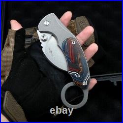 Karambit Claw Folding Knife Pocket Hunting Survival Tactical D2 Steel Titanium S