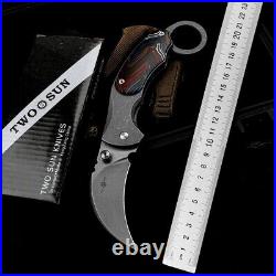 Karambit Claw Folding Knife Pocket Hunting Survival Tactical D2 Steel Titanium S