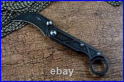 Karambit Claw Folding Knife Pocket Hunting Wild Survival D2 Steel Titanium Black