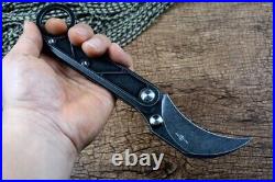 Karambit Claw Folding Knife Pocket Hunting Wild Survival D2 Steel Titanium Black