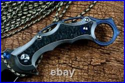 Karambit Claw Knife Folding Pocket Hunting Tactical S35VN Steel Titanium Handle