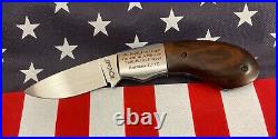 Ken Hall Custom Friction Folder Knife withBible Verse & Desert Ironwood Handles
