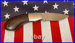 Ken Hall Custom Friction Folder Knife withBible Verse & Desert Ironwood Handles