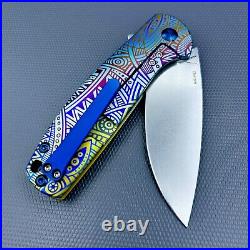 Kizer Gemini Frame Lock Knife Tribal Titanium ptrn Custom 3.125 Satin Ki3471