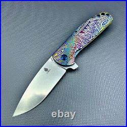 Kizer Gemini Frame Lock Knife Tribal Titanium ptrn Custom 3.125 Satin Ki3471