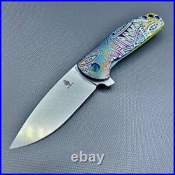 Kizer Gemini Frame Lock Knife Tribal Titanium ptrn Custom 3.125 Satin Ki3471