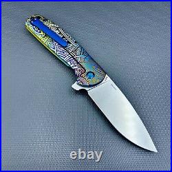 Kizer Gemini Frame Lock Knife Tribal Titanium ptrn Custom 3.125 Satin Ki3471