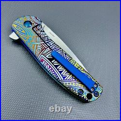 Kizer Gemini Frame Lock Knife Tribal Titanium ptrn Custom 3.125 Satin Ki3471