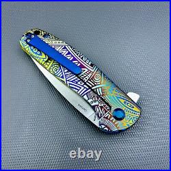 Kizer Gemini Frame Lock Knife Tribal Titanium ptrn Custom 3.125 Satin Ki3471