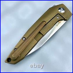 Kizer VK1-FL Frame Lock Knife Dirty Bronze Titanium Custom 3.3 Satin KI4565