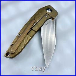 Kizer VK1-FL Frame Lock Knife Dirty Bronze Titanium Custom 3.3 Satin KI4565