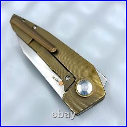 Kizer VK1-FL Frame Lock Knife Dirty Bronze Titanium Custom 3.3 Satin KI4565