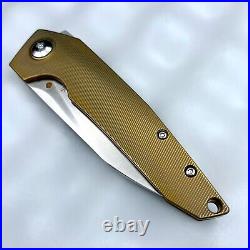 Kizer VK1-FL Frame Lock Knife Dirty Bronze Titanium Custom 3.3 Satin KI4565