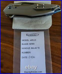 Koenig Knives Arius Gen 4 M390 Titanium Scales And Blue Hardware