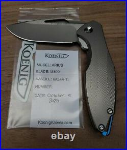 Koenig Knives Arius M390 Patterned Titanium USA