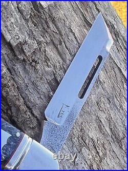 Kroo Custom Dyed Kudu Arrowhead Shield Sheepfoot Sleeveboard Jack Knife Knives