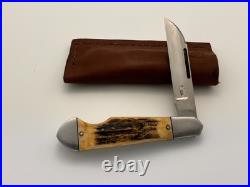 Kroo Custom Ez Open Bullet End Jack Burnt Stag Rwl 34 Steel Filework Knife