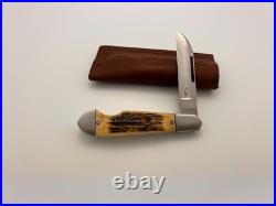 Kroo Custom Ez Open Bullet End Jack Burnt Stag Rwl 34 Steel Filework Knife