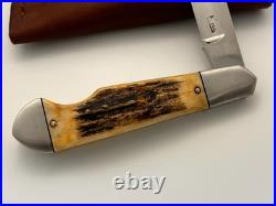 Kroo Custom Ez Open Bullet End Jack Burnt Stag Rwl 34 Steel Filework Knife
