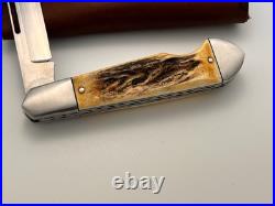 Kroo Custom Ez Open Bullet End Jack Burnt Stag Rwl 34 Steel Filework Knife