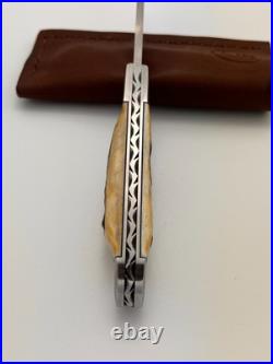 Kroo Custom Ez Open Bullet End Jack Burnt Stag Rwl 34 Steel Filework Knife