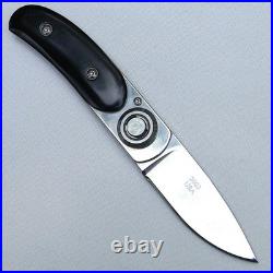LONE WOLF, USA rare 2003 Paul Pocket Knife, black micarta handle UNUSED