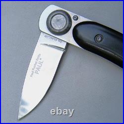 LONE WOLF, USA rare 2003 Paul Pocket Knife, black micarta handle UNUSED